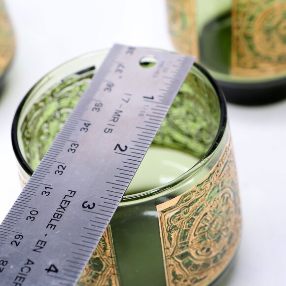 VINTAGE Libbey Elcyda Glasses SET of 3 Green Gold MCM Rocks Barware Old Fashione - Picture 7 of 11